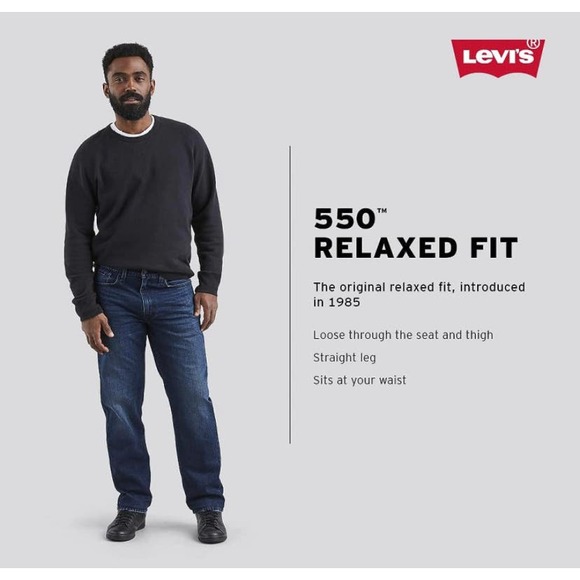 Levi's Men's 550 Relaxed Fit Jeans Dark Stonewash, 40W x 30L * men913 - Picture 6 of 9